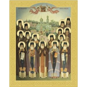 Икона Собор преподобных старцев Глинских на дереве на левкасе (19 см)