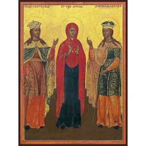 Икона св. Екатерина, Анна и Варвара на дереве