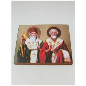 Икона "Святитель Спиридон и Николай Чудотворец", размер 15x18