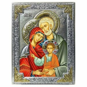 Икона Святое Семейство в серебряном окладе, арт ДВ-448