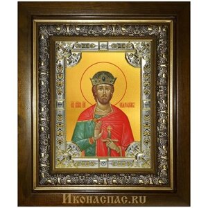 Икона Святослав Владимирский святой князь, 18х24 см, в окладе и киоте