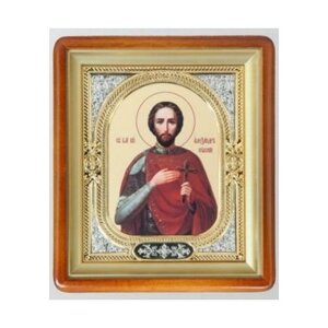 Икона в киоте 18*24 фигурный, фото, рамка частично золоченая ( Александр Невский)56044