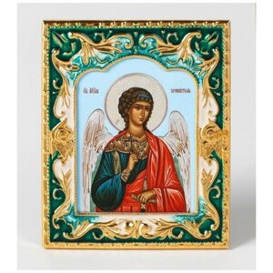 Икона в мет. рамке 6*7.5 фигурн , тисн, на подставке, эмаль, золоч (Ангел-Хранитель)169902