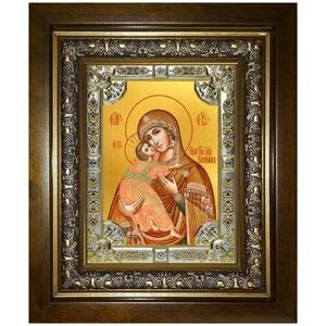 Икона Владимирская Божия Матерь, 18х24 см, в окладе и киоте