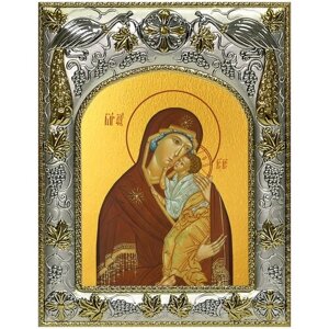 Икона Ярославская Божия Матерь, 14х18 см, в окладе