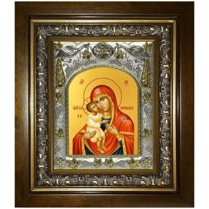 Икона Жировицкая Божия Матерь, 14х18 см, в окладе и киоте