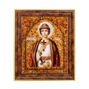 Именная икона, украшенная янтарём Святой благоверный князь Глеб