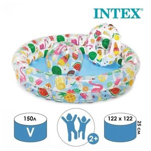 INTEX Бассейн надувной «Фрукты», 122 х 25 см, с кругом и мячом, от 2 лет, 59460NP INTEX