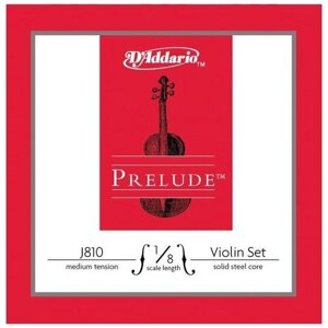 J810-1/8M Prelude Комплект струн для скрипки размером 1/8, среднее натяжение, D'Addario