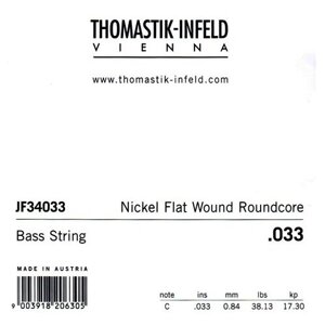 JF34033 Jazz Flat Wound Отдельная струна для бас-гитары, никель, плоская оплетка, 033, Thomastik