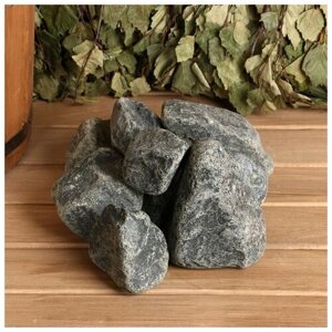 Камень для бани "Дунит" обвалованный, коробка 20 кг, мытый 2496152