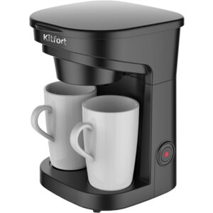 Капельная кофеварка Kitfort , автоотключение при неиспользовании,2 керамические кружки ёмкостью 150 мл