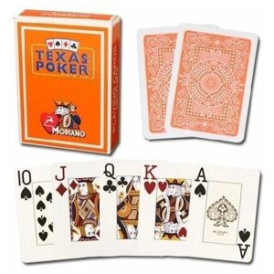 Карты игральные 54 шт. Modiano Texas Poker, 100% пластик, оранжевая рубашка, покерные
