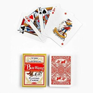 Карты игральные бумажные BinWang, 55 шт, 260 г/м2, красные, 6.3 х 8.8 см (1шт.)
