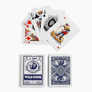 Карты игральные бумажные Wild King, 55 шт, 280 г/м2, синие, 6.3 х 8.8 см (комплект из 15 шт)