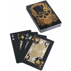 Карты Игральные Череп (54 карты, золотые с черным, пластик, в коробке) ИН-4386
