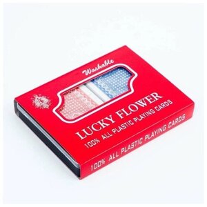 Карты игральные пластиковые "Lucky flower", 2 колоды по 54 шт, 25 мкр, 8.7 х 5.7 см. В упаковке шт: 1