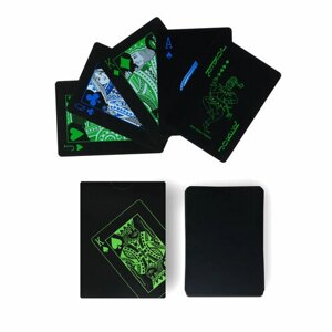 Карты игральные пластиковые "Неон", светящиеся, 30 мкм, 8.8 х 6.3 см, зеленые 9915740