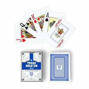 Карты игральные пластиковые "Texas Hold`em", 30 мкм, 8.8 х 6.3 см, синяя рубашка (комплект из 7 шт)