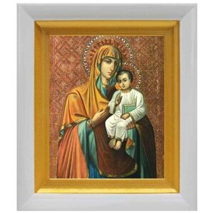 Казанская Песчанская икона Божией Матери, белый киот 14,5*16,5 см