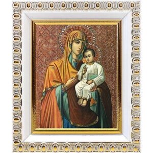 Казанская Песчанская икона Божией Матери, в белой пластиковой рамке 8,5*10 см
