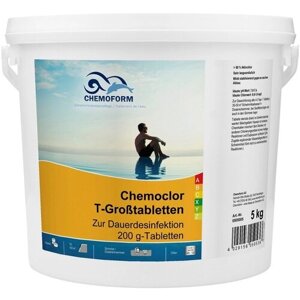 Кемохлор Т медленно растворимые таблетки по 200г CHEMOFORM (кемоформ) (90% активного хлора), 5кг
