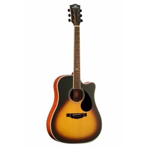 KEPMA D1CE Sunburst электроакустическая гитара, цвет санберст, в комплекте 3м кабель