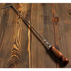 Кочерга для мангала с деревянной ручкой, длина 62 см, нержавеющая сталь 3 мм