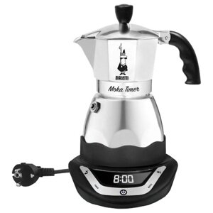 Кофеварка гейзерная Bialetti Moka timer 3, серебристый/черный