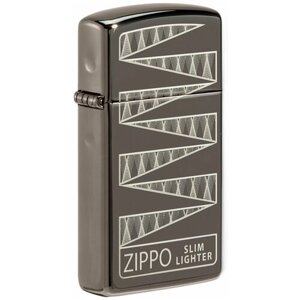 Коллекционная оригинальная бензиновая зажигалка ZIPPO Slim 49709 65th Anniversary Collectible с покрытием Black Ice