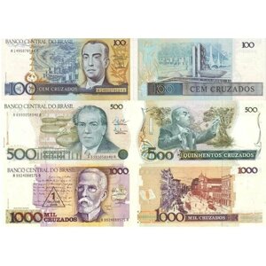 Комплект банкнот Бразилии, состояние UNC (без обращения), 1987-1988 г. в.