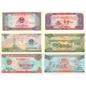 Комплект банкнот Вьетнама, состояние UNC (кроме 2 донга), 1980-1991 г. в.