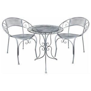 Комплект дачной мебели ажурный прованс (2 кресла, стол), металл, серый, Edelman 1023734
