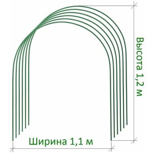 Комплект дуг для парника 1,2м х 1,1м, Металл, ПВХ (поливинилхлорид) 6 шт