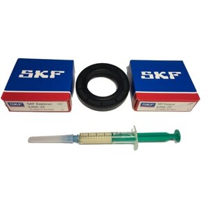 Комплект фирменных подшипников SKF 6205 / 6206 + сальник 37x66x9.5/12 + смазка, подходят для стиральной машины LG