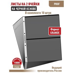 Комплект из 10-ти листов Albommonet "PROFESSIONAL" односторонний на черной основе на 2 ячейки. Формат "Grand"