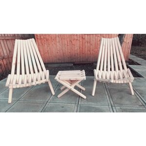 Комплект Кентукки 2 садовых кресла на шпильке и 1 журнальный столик (табурет), цвет сосна