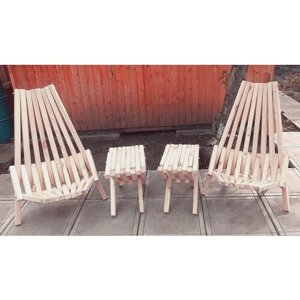 Комплект Кентукки 2 садовых кресла на шпильке и 2 журнальных столика (табурета), цвет сосна