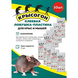 Комплект Крысогон Клеевая ловушка-пластина для мышей и крыс, 10 шт