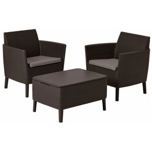 Комплект мебели Allibert Salemo Balcony Set (2 кресла, стол), коричневый