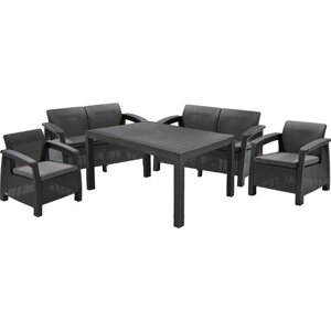 Комплект мебели KETER Corfu Rest (2 дивана, 2 кресла, стол), графит