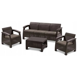 Комплект мебели Keter Корфу трипл сет (Corfu triple set) коричневый