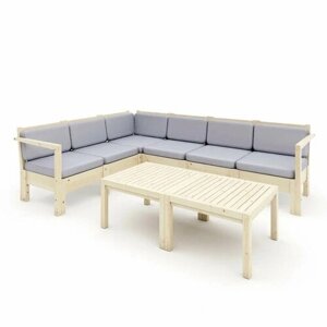 Комплект мебели Лаунж на 5 человек (угловой диван+2столика) КМЛС-08 бежевый