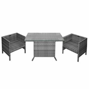 Комплект мебели-трансформер wicker стол и 2 кресла искусственный ротанг серый