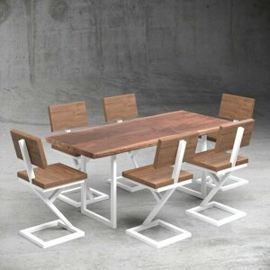 Комплект обеденной мебели Шлин из 7 предметов в стиле Лофт (1 стол /6 стульев)