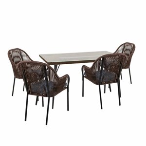 Комплект садовой мебели Alfart Nuar (4 стула, 1 стол), черный/темно-серый