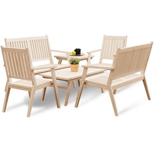 Комплект садовой мебели с креслами и диванами, на 6 чел (Столик кофейный, 2 скамейки, 2 стула)