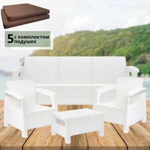 Комплект садовой мебели Set 3+1+1+Ct+подушки коричневого цвета