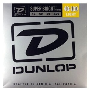 Комплект струн для бас-гитары, нерж. сталь, Light, 40-100, Super Bright Dunlop DBSBS40100
