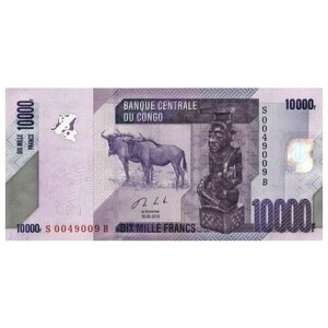 Конго 10000 франков 2013 г «Статуэтка повар Куба, Буйволы» UNC